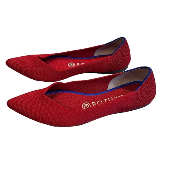 Rothy’s The Point Chili Red Flats, Sz 7 - Picture 4 of 13